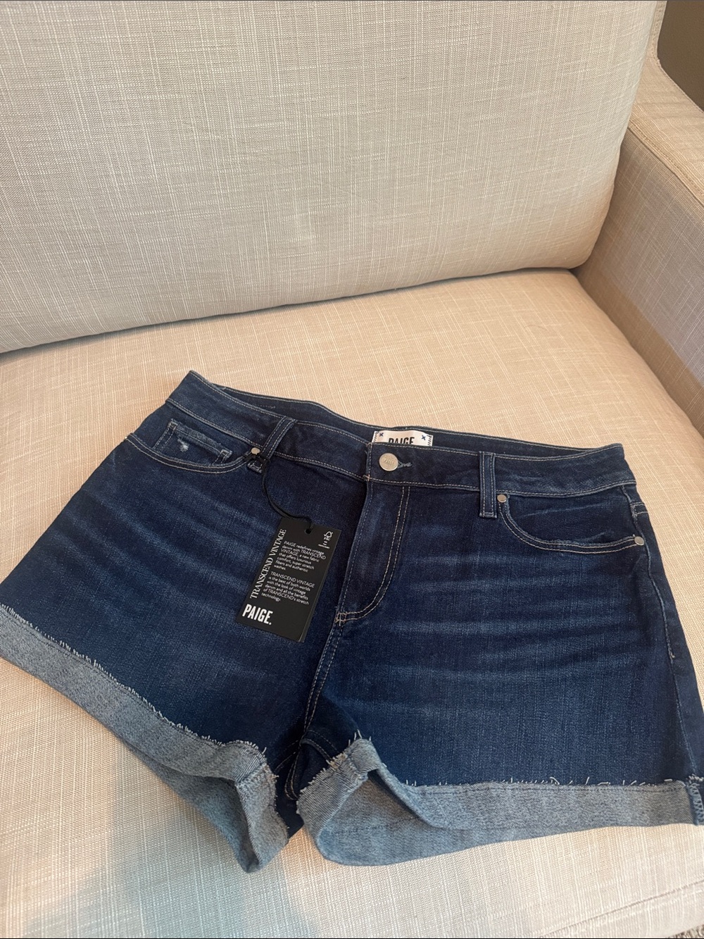 PAIGE Jimmy Jimmy  Indigo Roll-Cuff Denim Shorts
